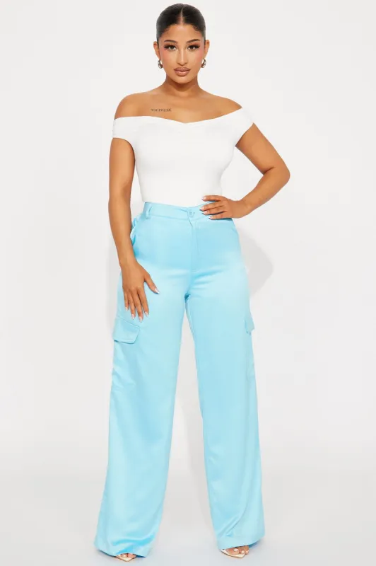 Jessamine Satin Cargo Trouser - Aqua sold by Fashion Nova