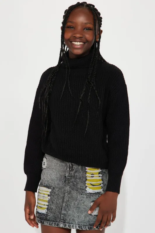 Mini Roll With The Flow Turtleneck Sweater - Black sold by Fashion Nova