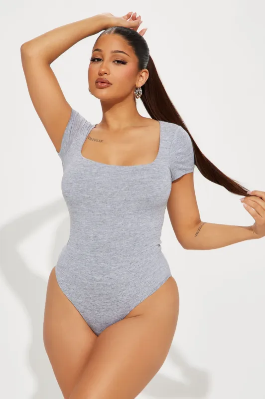 Devyn Double Layered Bodysuit - Heathered Grey sold by Fashion Nova