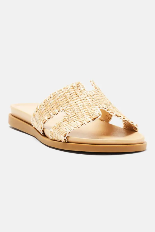 Just A Vacation Flat Sandals - Tan sold by Fashion Nova