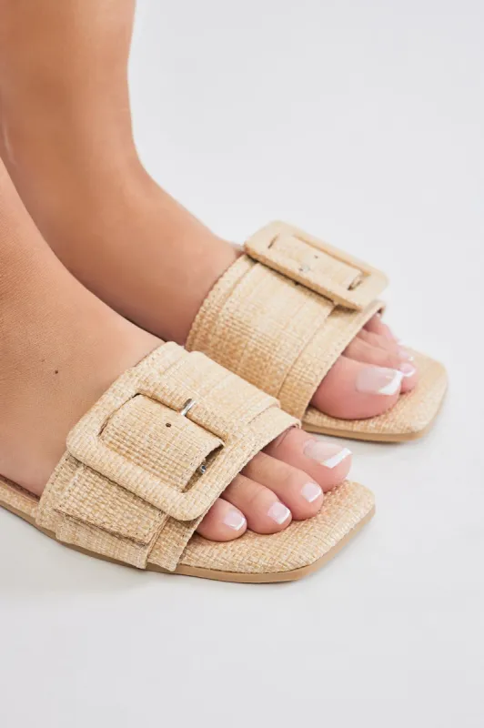 No Attitude Buckle Sandals - Tan sold by Fashion Nova