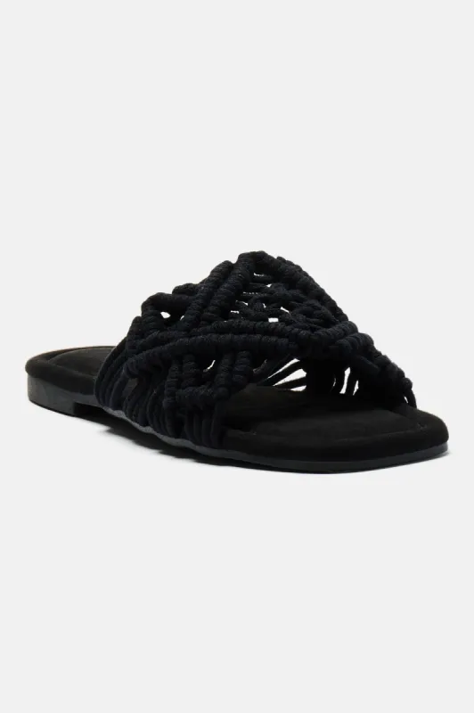 Luxury Villa Flat Sandals - Black sold by Fashion Nova