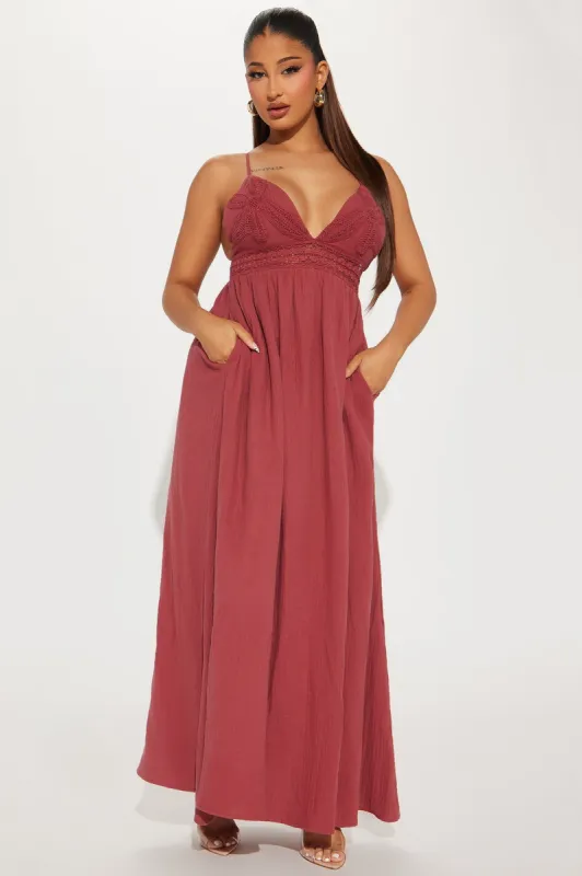 Beach Vacation Maxi Dress - Rust sold by Fashion Nova