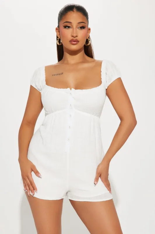 So In Love Babydoll Romper - White sold by Fashion Nova