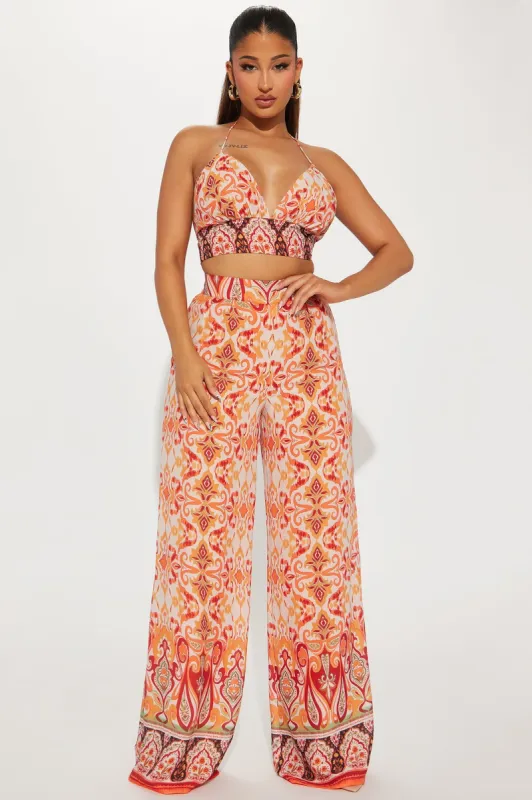 Beach Paradise Pant Set - Orange/combo sold by Fashion Nova
