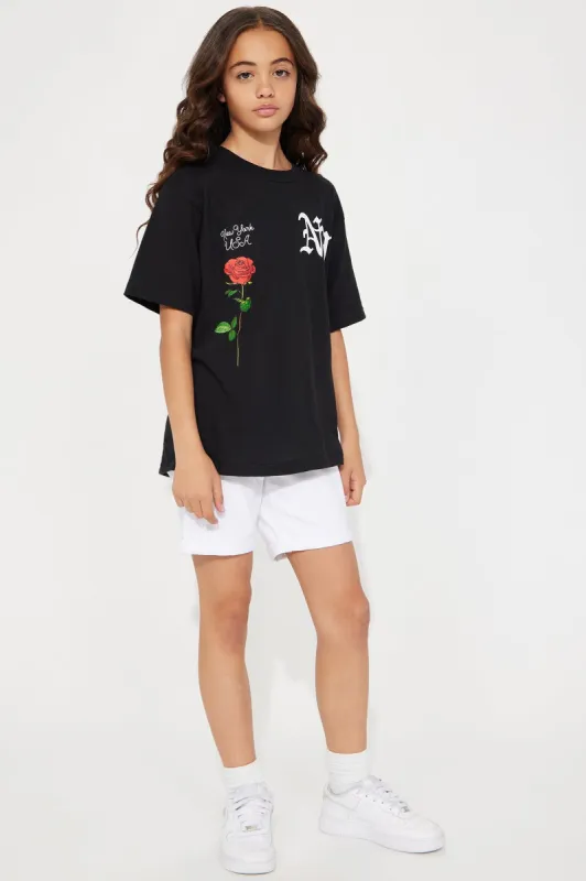 Mini NY Rose Graphic Tee - Black made by Fashion Nova