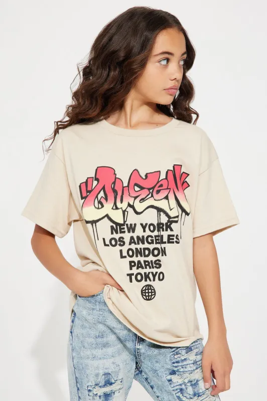 Mini Queen Of The Cities Tee - Sand sold by Fashion Nova