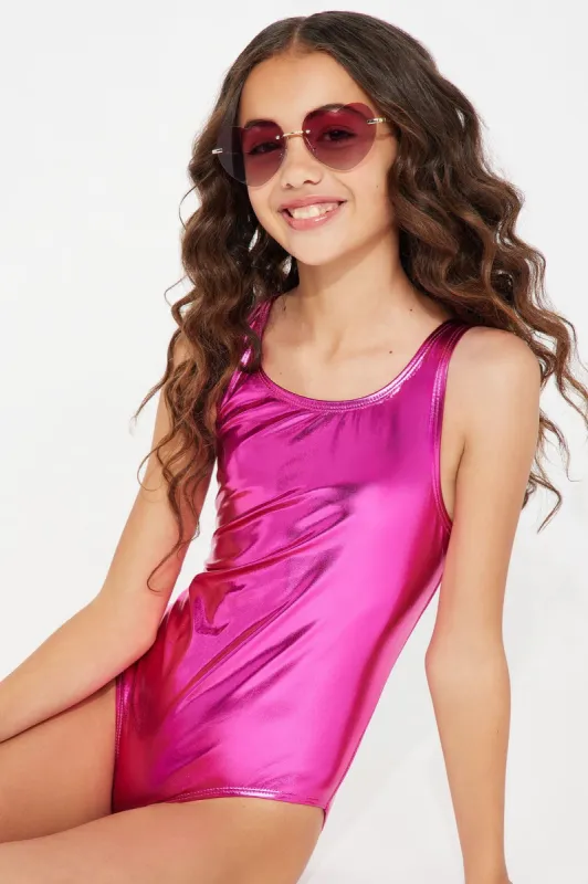 Mini Jodie Metallic 1 Piece Swimsuit - Pink sold by Fashion Nova