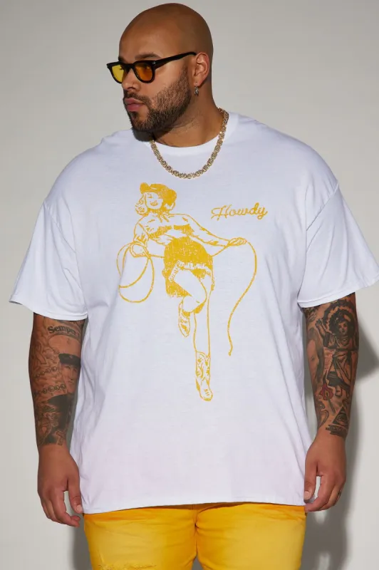 Howdy Short Sleeve Tee - White sold by Fashion Nova