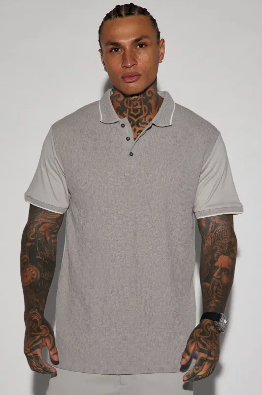 Birdie Short Sleeve Polo - Grey sold by Fashion Nova