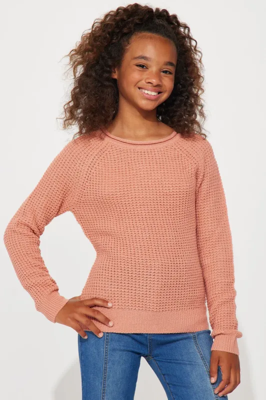 Mini Ariana Waffle Sweater - Mauve sold by Fashion Nova