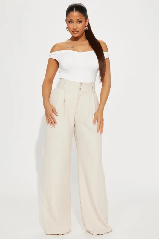 Sitting Pretty Wide Leg Trouser - Stone sold by Fashion Nova