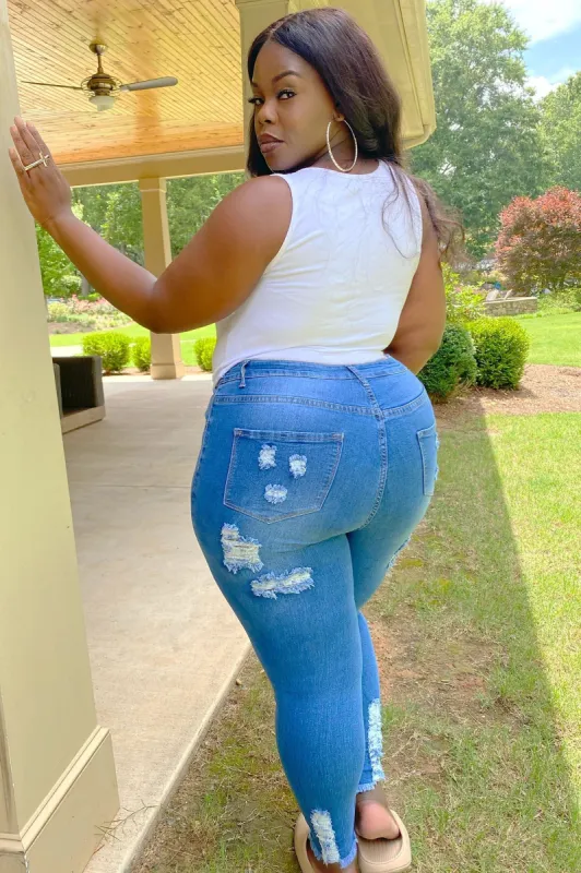 Juniper Ripped Skinny Jeans - Medium Blue Wash sold by Fashion Nova