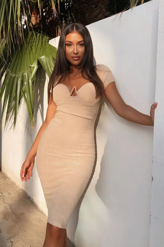 Making Improvements Sweater Midi Dress - Nude sold by Fashion Nova