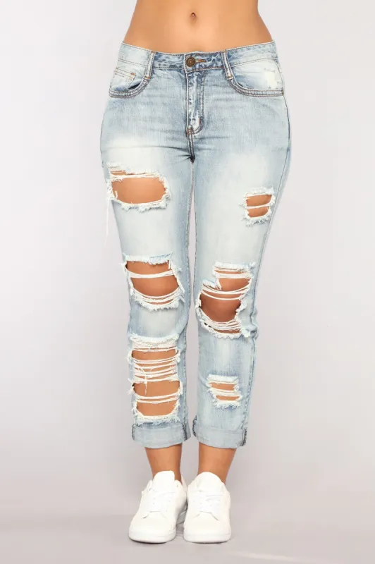Some Way Boyfriend Jeans - Light Blue Wash made by Fashion Nova
