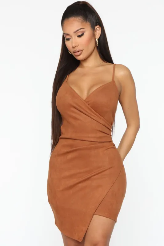 Good Beginnings Sued Mini Dress - Camel sold by Fashion Nova