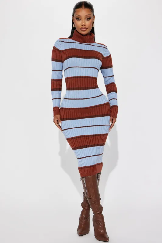 All Striped Up Ribbed Midi Dress - Red/combo sold by Fashion Nova
