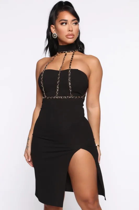 Hardcore Chain Midi Dress - Black sold by Fashion Nova