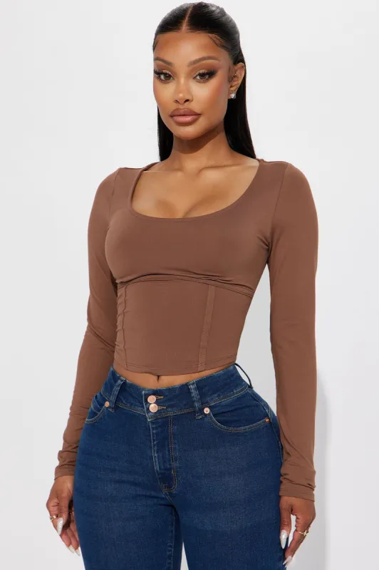 Angelica Scoop Neck Top - Chestnut made by Fashion Nova