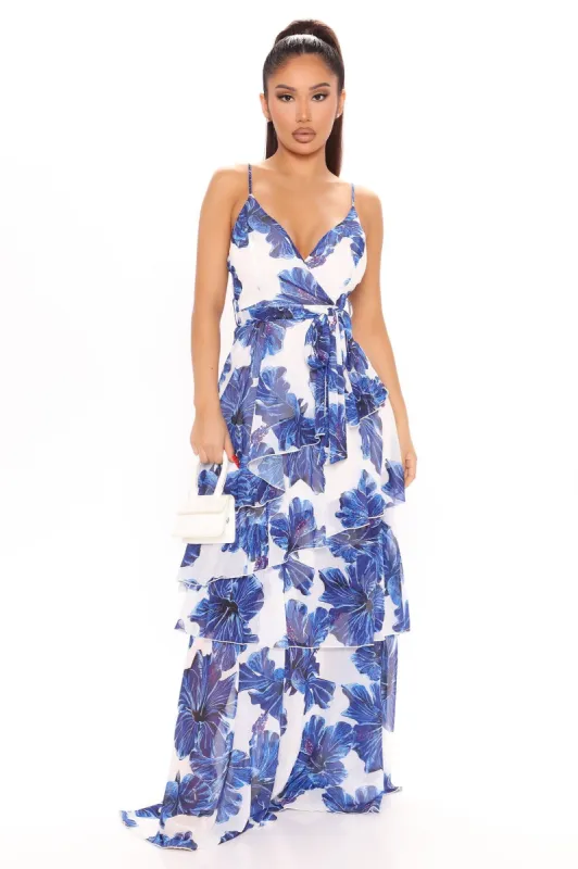 Gorgeous Girl Floral Maxi Dress - Blue/combo sold by Fashion Nova