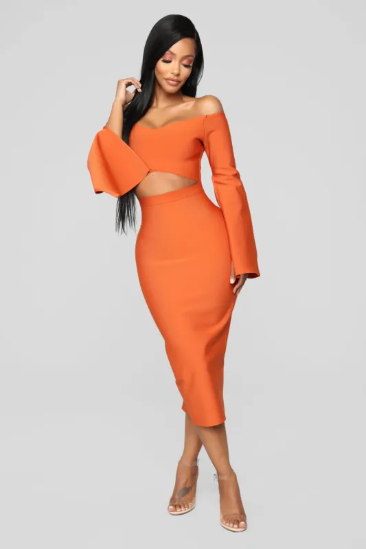 Lets Take Things Slow Bandage Dress - Rust sold by Fashion Nova