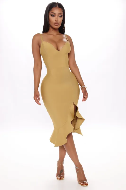 Carly Ruffle Bandage Dress - Yellow made by Fashion Nova