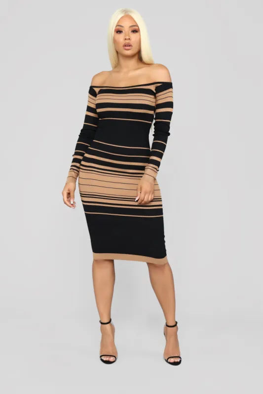On Point Sweater Dress - Black/Mocha sold by Fashion Nova