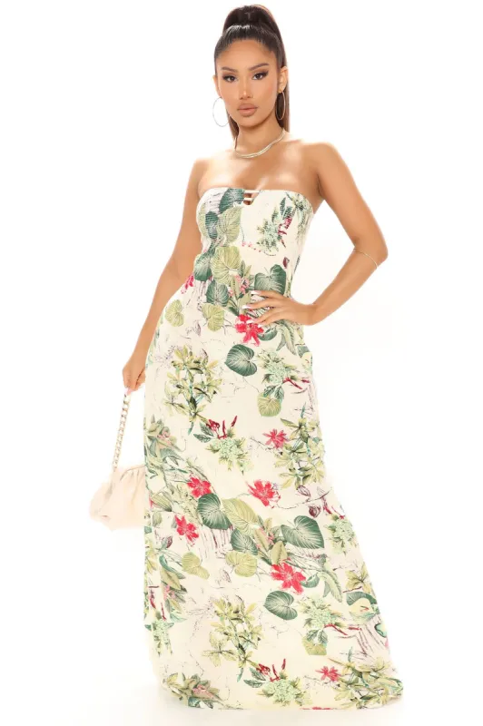 Dreaming Of The Tropics Maxi Dress - Green/combo sold by Fashion Nova