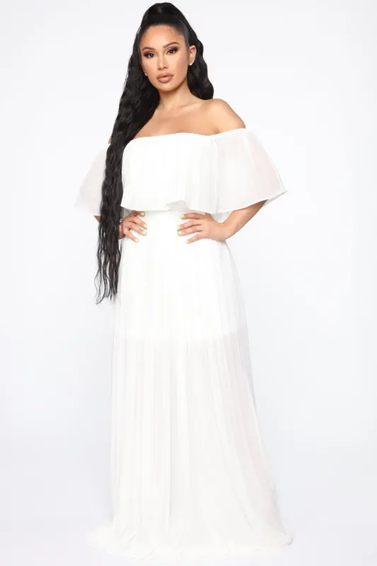 Match In Heaven Pleated Maxi Dress - White sold by Fashion Nova