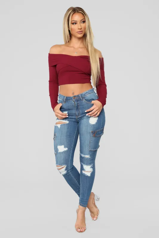Pickin' It Up Denim Cargo's - Medium Blue Wash made by Fashion Nova