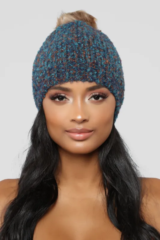 Bobble Head Beanie - Blue sold by Fashion Nova