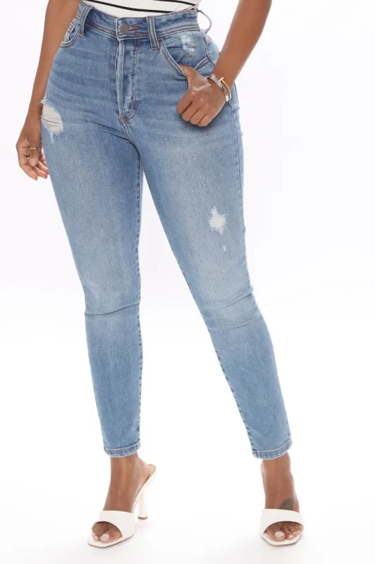 Diara Distressed Ankle Jeans - Medium Blue Wash sold by Fashion Nova