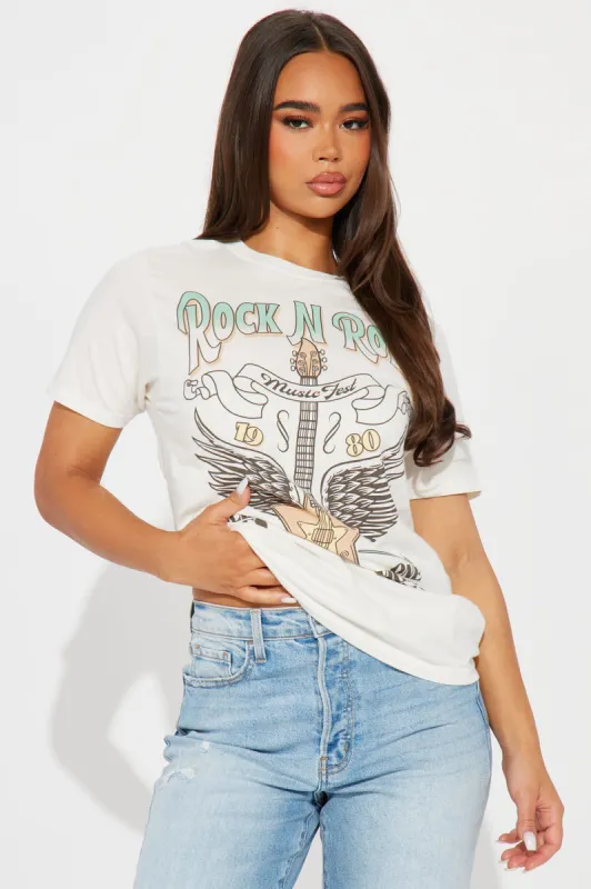 Rock N Roll For All Graphic Tee - Ivory sold by Fashion Nova