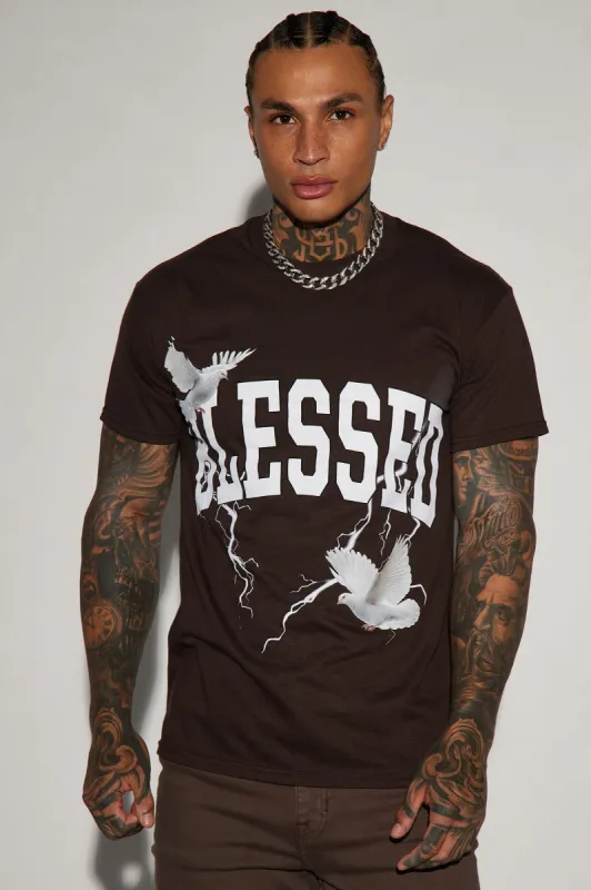 You Blessed Short Sleeve Tee - Brown sold by Fashion Nova