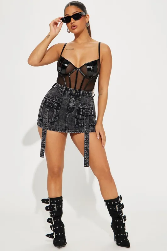 Gone Viral Mineral Washed Micro Mini Skirt - Black sold by Fashion Nova