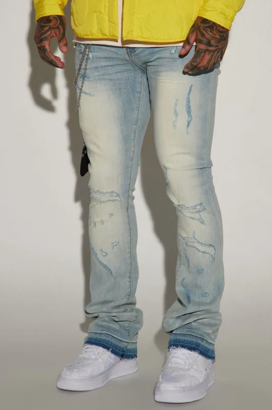 Get It Right Stacked Skinny Flare Jeans - Light Wash sold by Fashion Nova