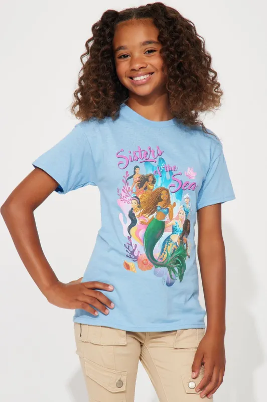 Mini The Little Mermaid Sisters Squad Tee - SkyBlue sold by Fashion Nova