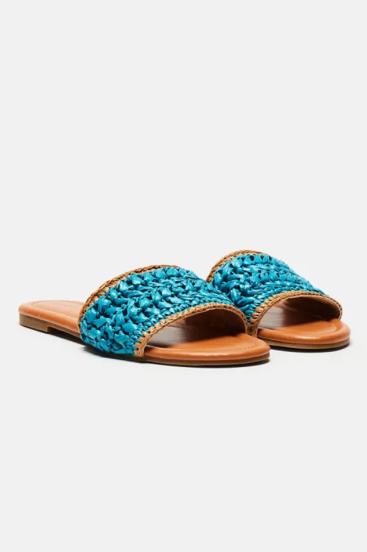 Raelyn Raffia Sandals - Turquoise sold by Fashion Nova