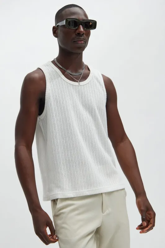 Santorini Textured Tank Top - White sold by Fashion Nova