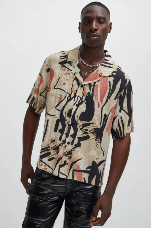 Lascaux Shirt - Tan/Multi sold by Fashion Nova