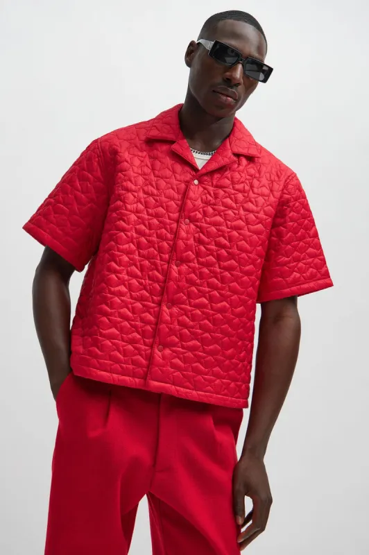 Attucks Quilted Nylon Shirt - Red sold by Fashion Nova