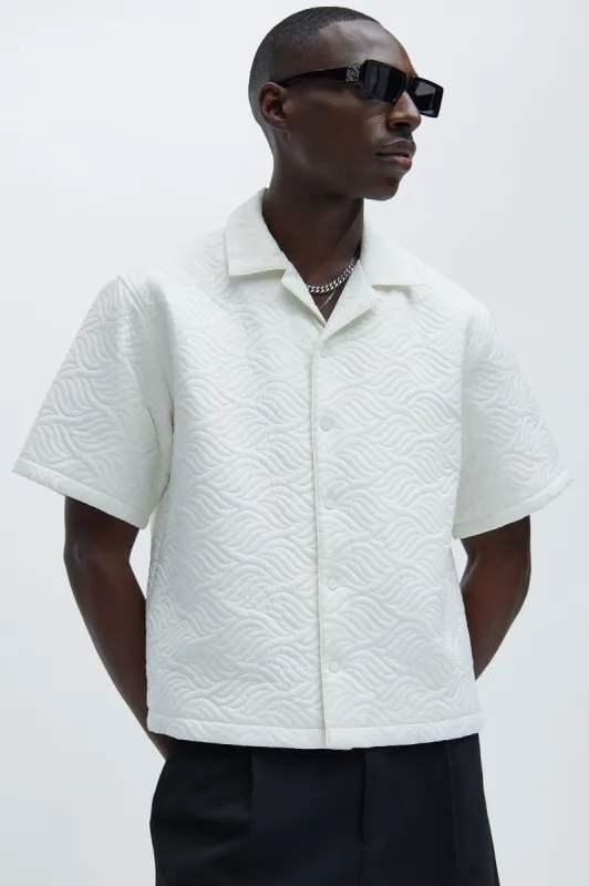 Java Quilted Nylon Shirt - White sold by Fashion Nova