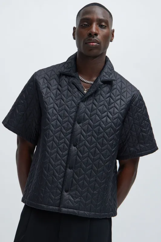 Oslo Quilted Nylon Shirt - Black sold by Fashion Nova