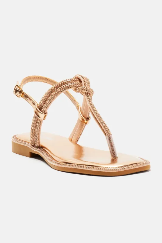 Lizzy Embellished Sandals - Rose Gold sold by Fashion Nova