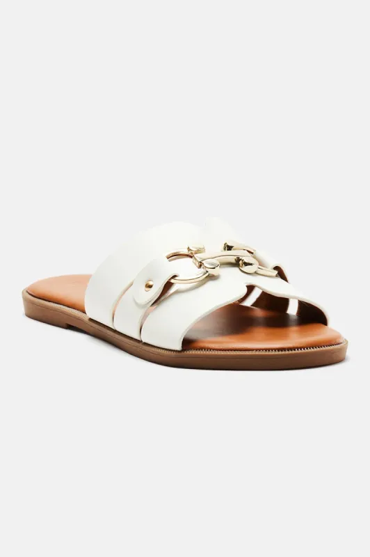 Everywhere With You Flat Sandals - White sold by Fashion Nova
