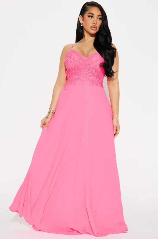 Gracie Chiffon Gown - Hot Pink sold by Fashion Nova