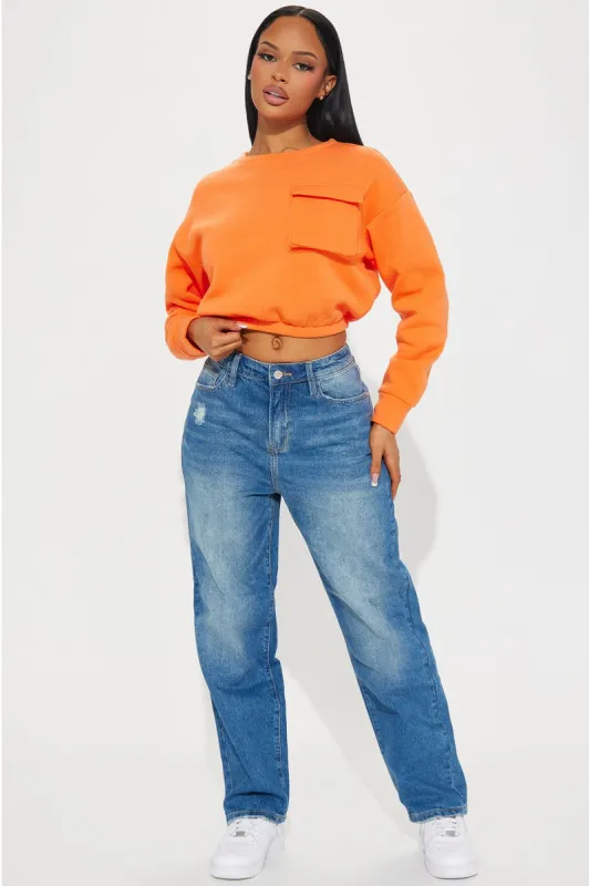 Amaya Fleece Lounge Top - Orange sold by Fashion Nova