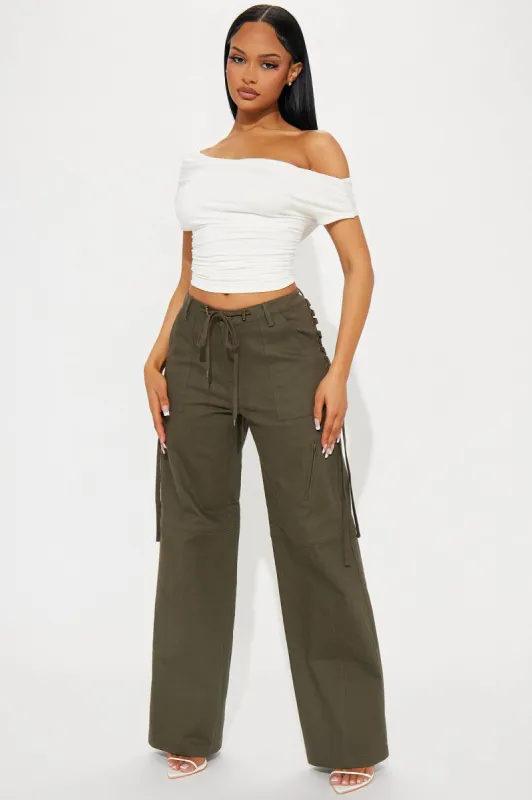 Just A Little Tease Cargo Pant - Olive sold by Fashion Nova