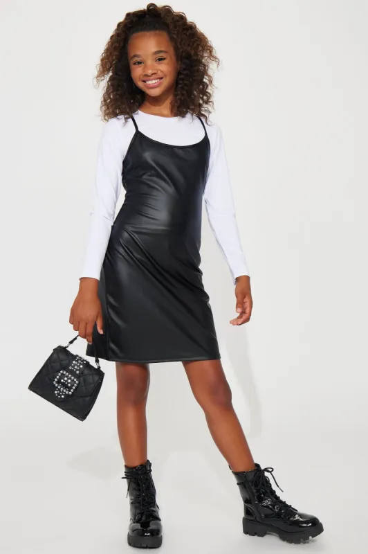 Mini PU Leather Dress Set - Black made by Fashion Nova