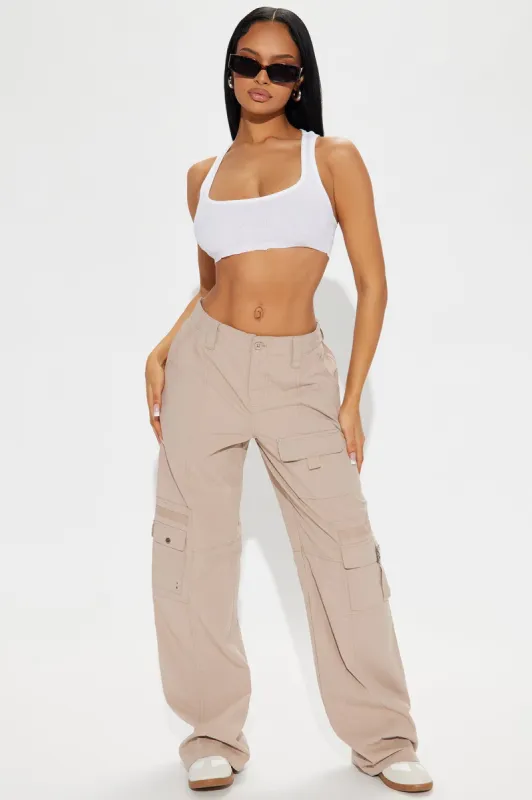 Aurea Poplin Cargo Pant - Khaki sold by Fashion Nova